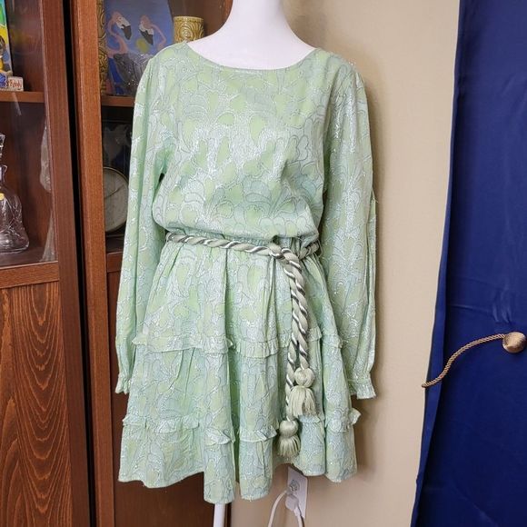 Roller Rabbit Dresses Roller Rabbit Green Dress With Silver Shiny